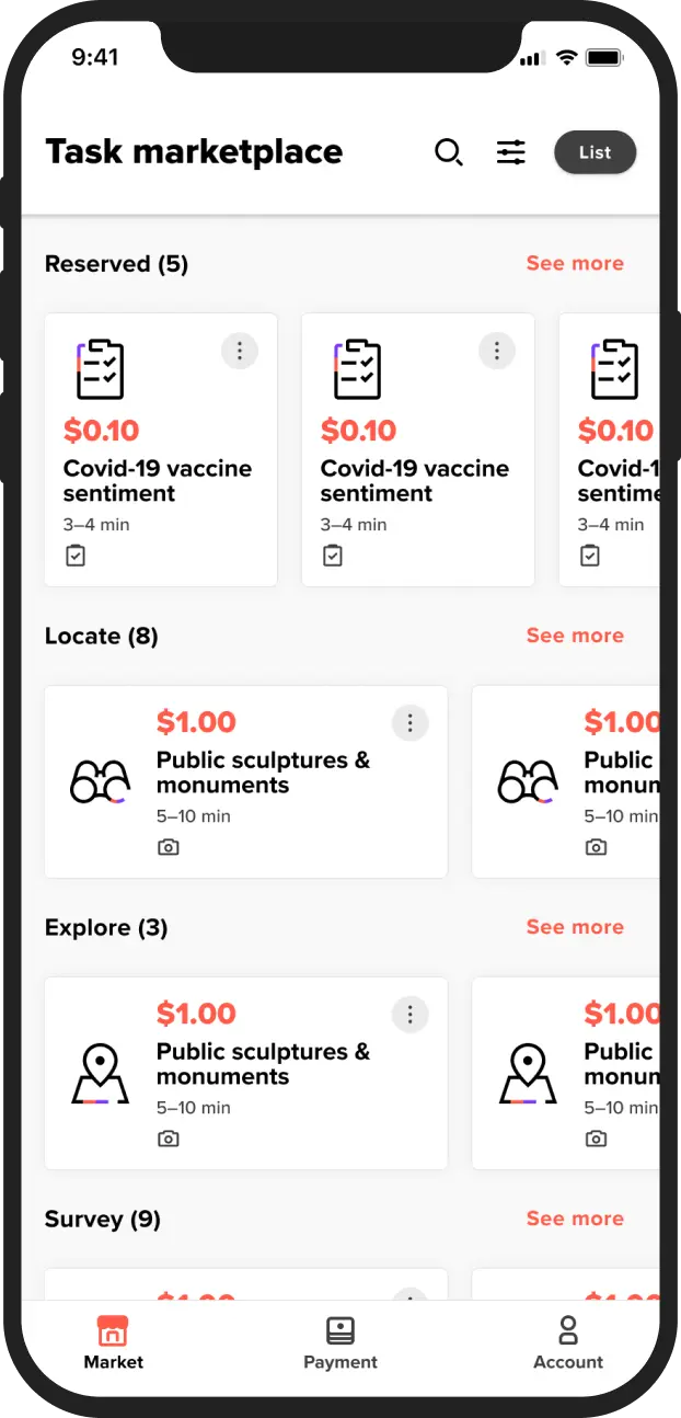 Design system mobile view