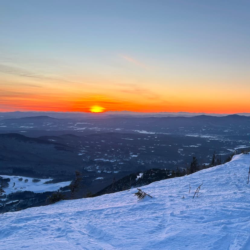 Sunset from the summit after a winter ski touring day